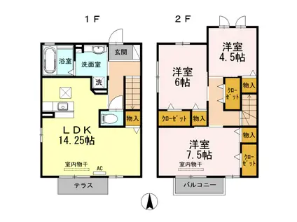 シェノワ潤(3LDK/1階)の間取り写真