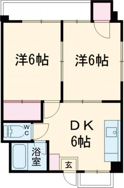 スカイハイツ(2DK/2階)の間取り写真