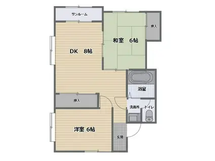 Oハイツ(2DK/2階)の間取り写真