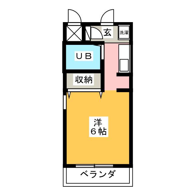 ルート若松町マンション(1K/2階)の間取り写真