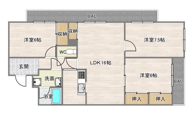 オリオノハイムⅡ(3LDK/1階)の間取り写真
