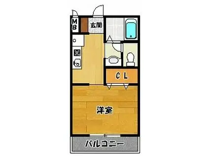 アヴェニールII(1K/1階)の間取り写真