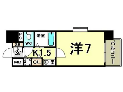 リーガル新神戸(1K/6階)の間取り写真