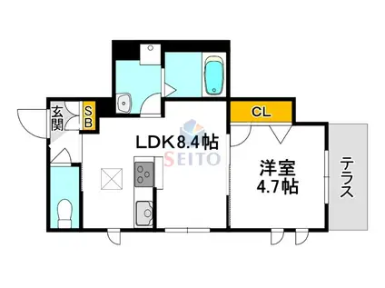 ヴィラエーデル中泉(1LDK/2階)の間取り写真