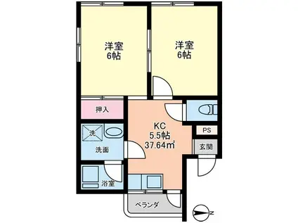 大野マンション(2K/2階)の間取り写真