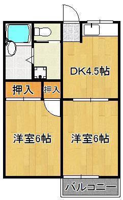 第2コーポ杉野(2DK/1階)の間取り写真