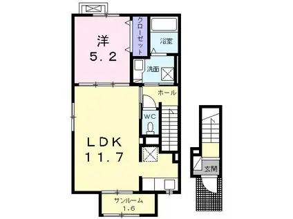 アステール(1LDK/2階)の間取り写真
