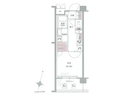 リージア経堂テラスガーデン(1K/6階)の間取り写真