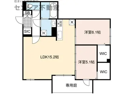 GREEN VILLAGE(2LDK/1階)の間取り写真