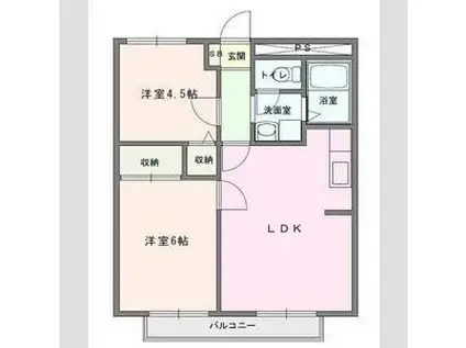 エクセルV(2LDK/2階)の間取り写真