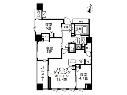 BRILLIA駒沢大学(3LDK/3階)の間取り写真