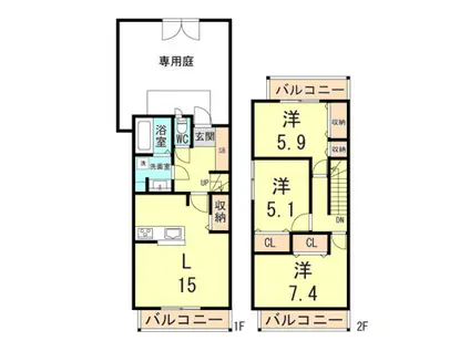 D-ROOM大鹿(3LDK/1階)の間取り写真