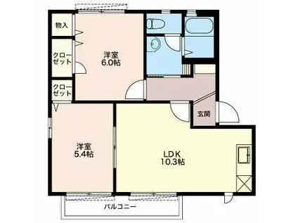 グリーンライズ S(2LDK/2階)の間取り写真