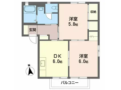 サンベルナール(2DK/1階)の間取り写真