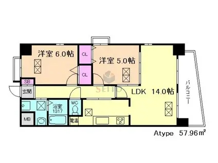 グラン・パTHS(2LDK/2階)の間取り写真