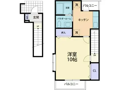 CHRM(1K/2階)の間取り写真