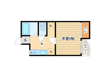 インペリアル長命(1K/3階)の間取り写真