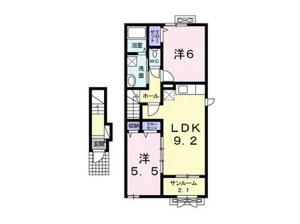 シーブリーズ A(2LDK/2階)の間取り写真