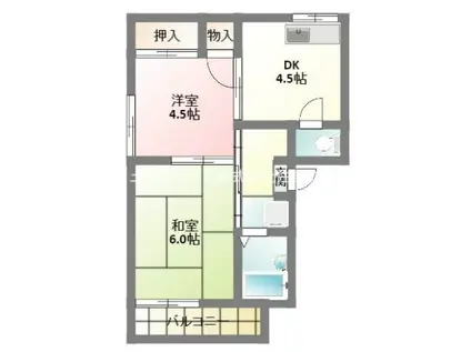 メゾンラ・ブラン(2DK/1階)の間取り写真