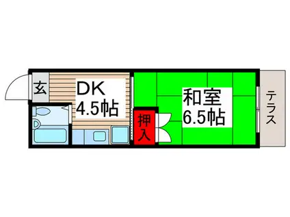 石津ハイツ(1DK/1階)の間取り写真