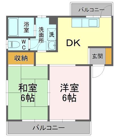 オラシオン南八幡C(2DK/3階)の間取り写真