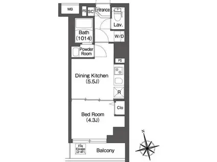 コンフォリア・リヴ品川南大井(1DK/6階)の間取り写真