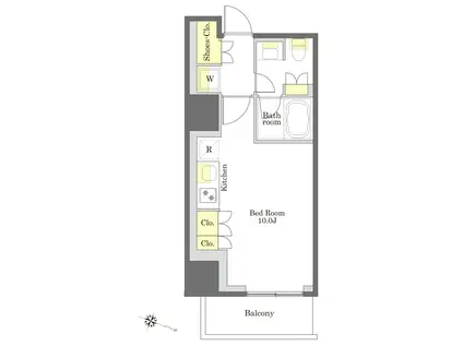 プライムメゾン白金台タワー(ワンルーム/10階)の間取り写真