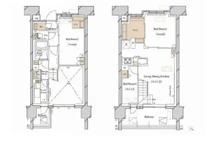 ブランシエスタ新丸子リバーフロ(2LDK/6階)の間取り写真