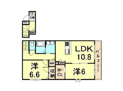 ダンデライオン 1(2LDK/2階)の間取り写真