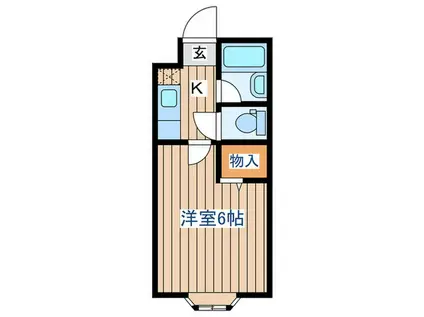 ベルシティ木ノ下(1K/1階)の間取り写真