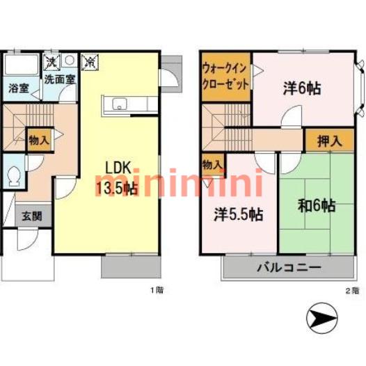 レジデンスK(3LDK/1階)の間取り写真
