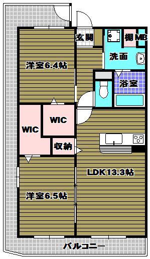 メゾン錦II(2LDK/4階)の間取り写真