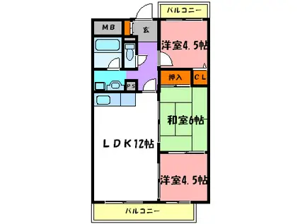 西明石マンション(3LDK/3階)の間取り写真