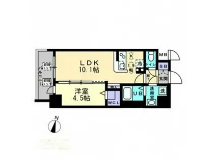 ミラージュパークフロント(1LDK/14階)の間取り写真