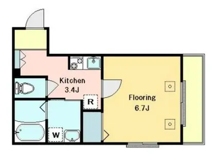 プルミエールS(1K/1階)の間取り写真
