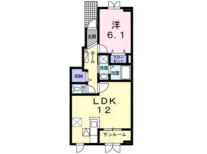 ソレアード(1LDK/1階)の間取り写真