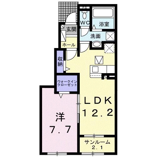 ドリームコート御代田A(1LDK/1階)の間取り写真