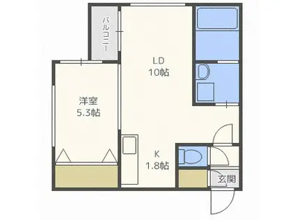 アストン・エム(1LDK/3階)の間取り写真