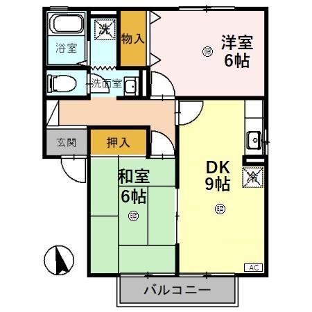 ファンタスティーク(2DK/2階)の間取り写真