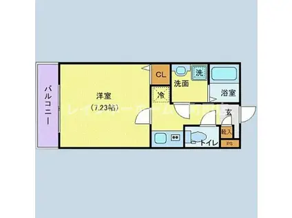 ジーメゾン海老名(1K/2階)の間取り写真
