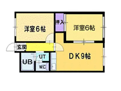 ラフォーレ新札幌A(2DK/1階)の間取り写真