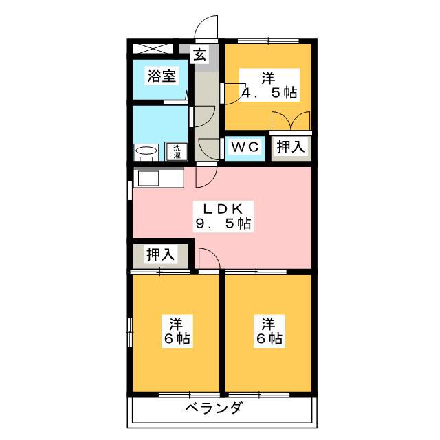 マンション大山(3DK/3階)の間取り写真