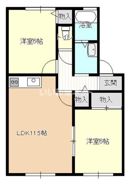 セジュール早出(2LDK/2階)の間取り写真