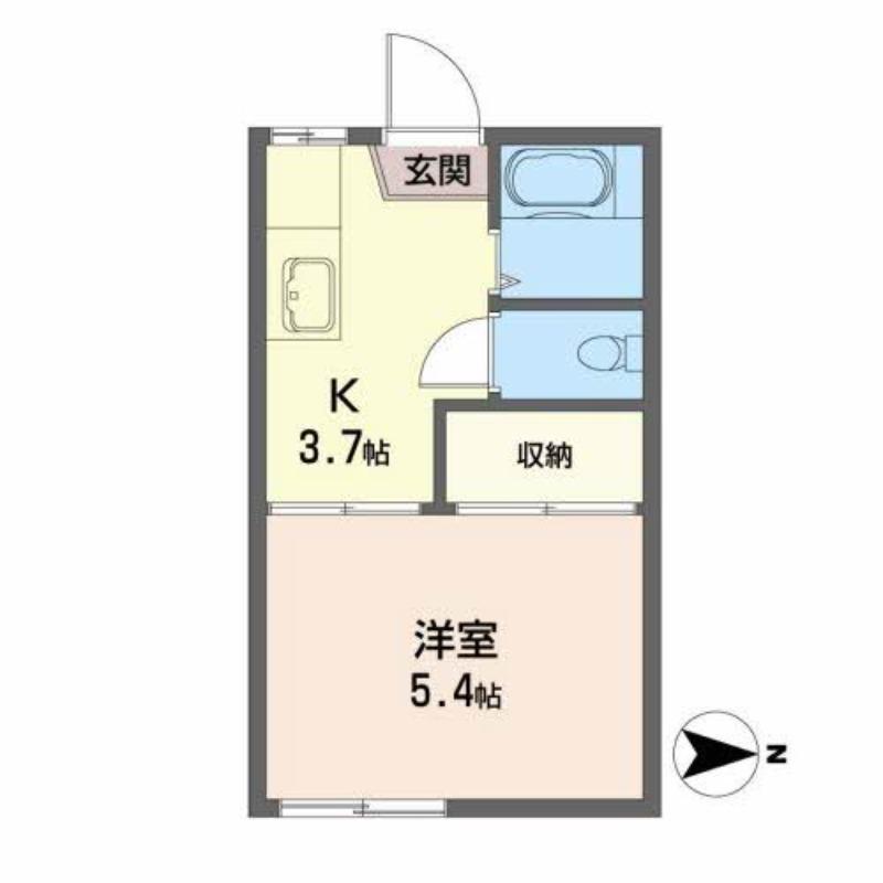 メゾンミモザII(1K/1階)の間取り写真