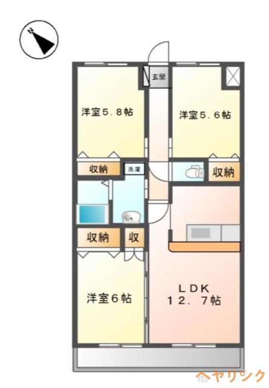 リバーヒルズ・S(3LDK/2階)の間取り写真