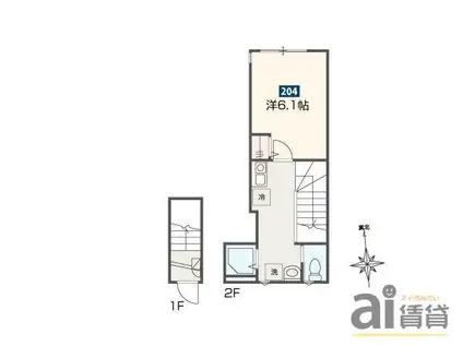 MELDIAノイエ(1K/2階)の間取り写真