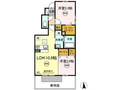 あいあい高木(2LDK/1階)の間取り写真