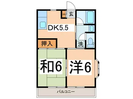 ハイム近藤(2DK/2階)の間取り写真