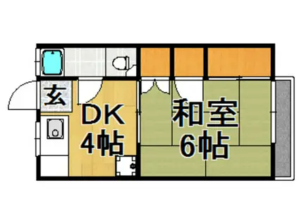 第5城南ハイツ(1DK/2階)の間取り写真
