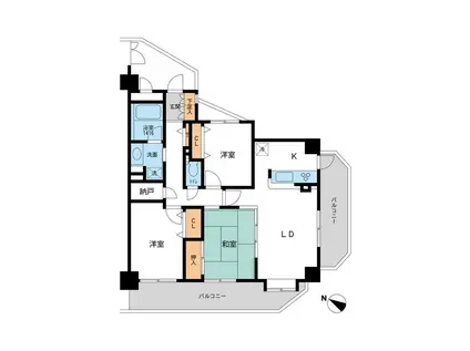 グラディート久米川(3LDK/4階)の間取り写真